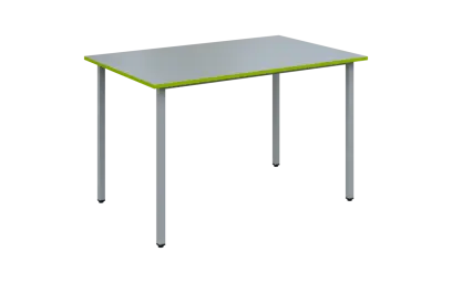 JSB 120N Jídelní stůl 1200 x 800 mm, deska šedá s hranou jarní zeleň / podnož stříbrná